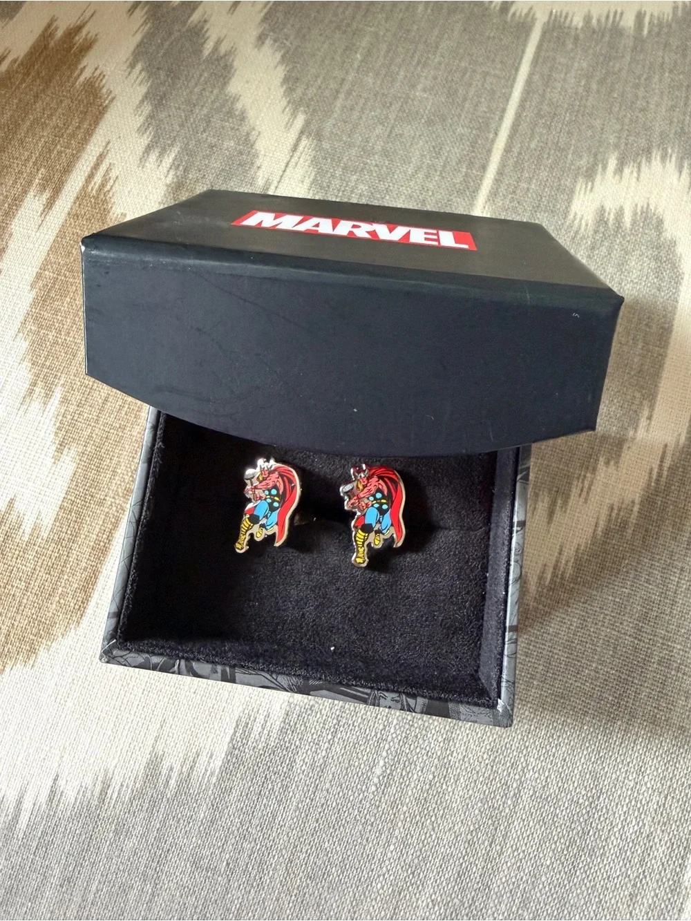 🔨 Marvel THOR Silver Cufflinks Inc. Like New in Box Comic Theme Character Image